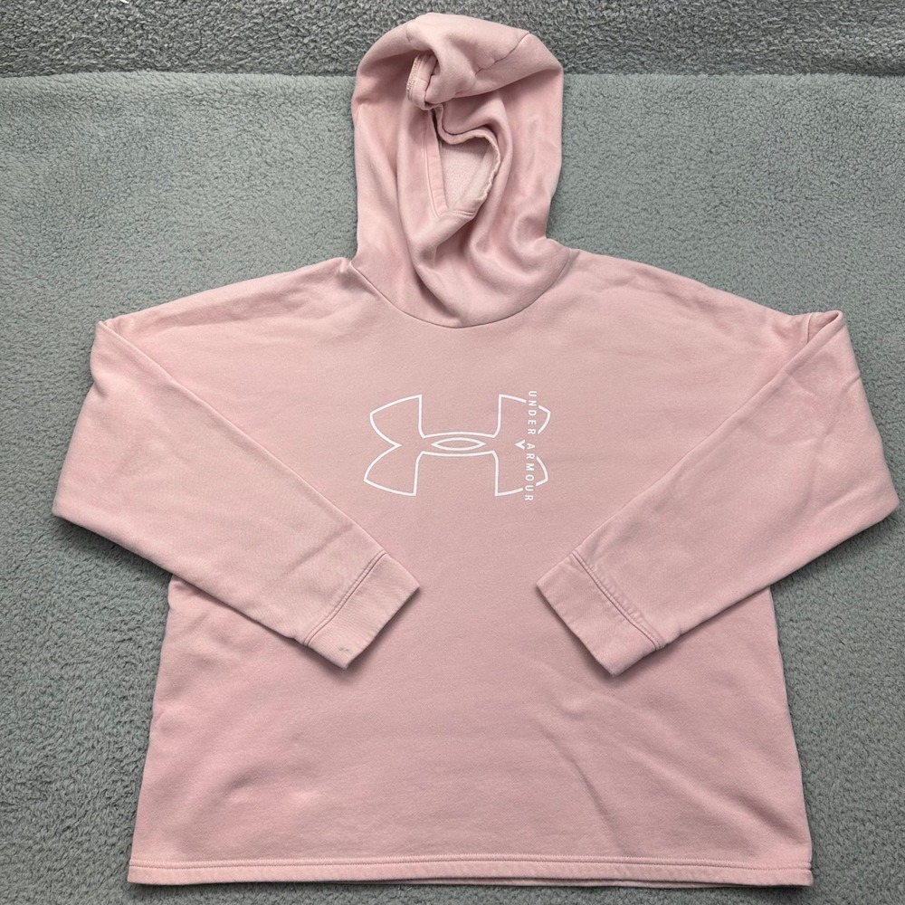 Under Armour 1325318 Womens‎ XL Loose Pink Rival Hoodie Fleece Hooded Sweatshirt